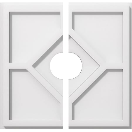 Ekena Millwork Embry Architectural Grde PVC Contemporary Ceiling Medallion, Two Piece, 14"OD x 3"ID x 4 3/4"C x 1"P CMP14EY2-03000